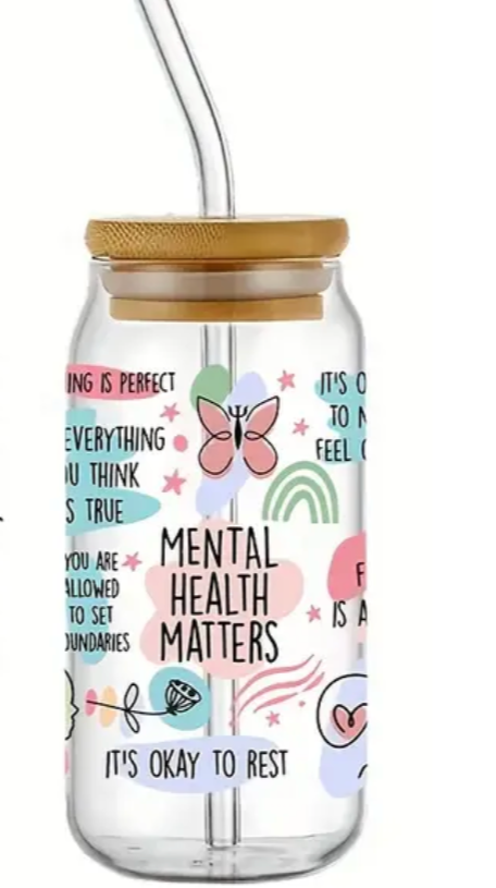 Mental Health Matters – 16oz Glass Cup